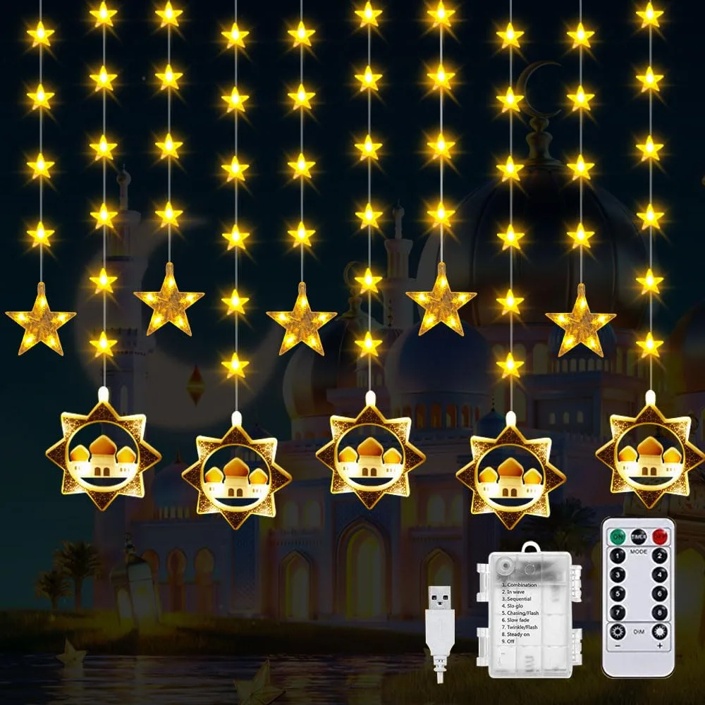Anyingkai Ramadán LED fényfüzér Eid Mubarak 3 m