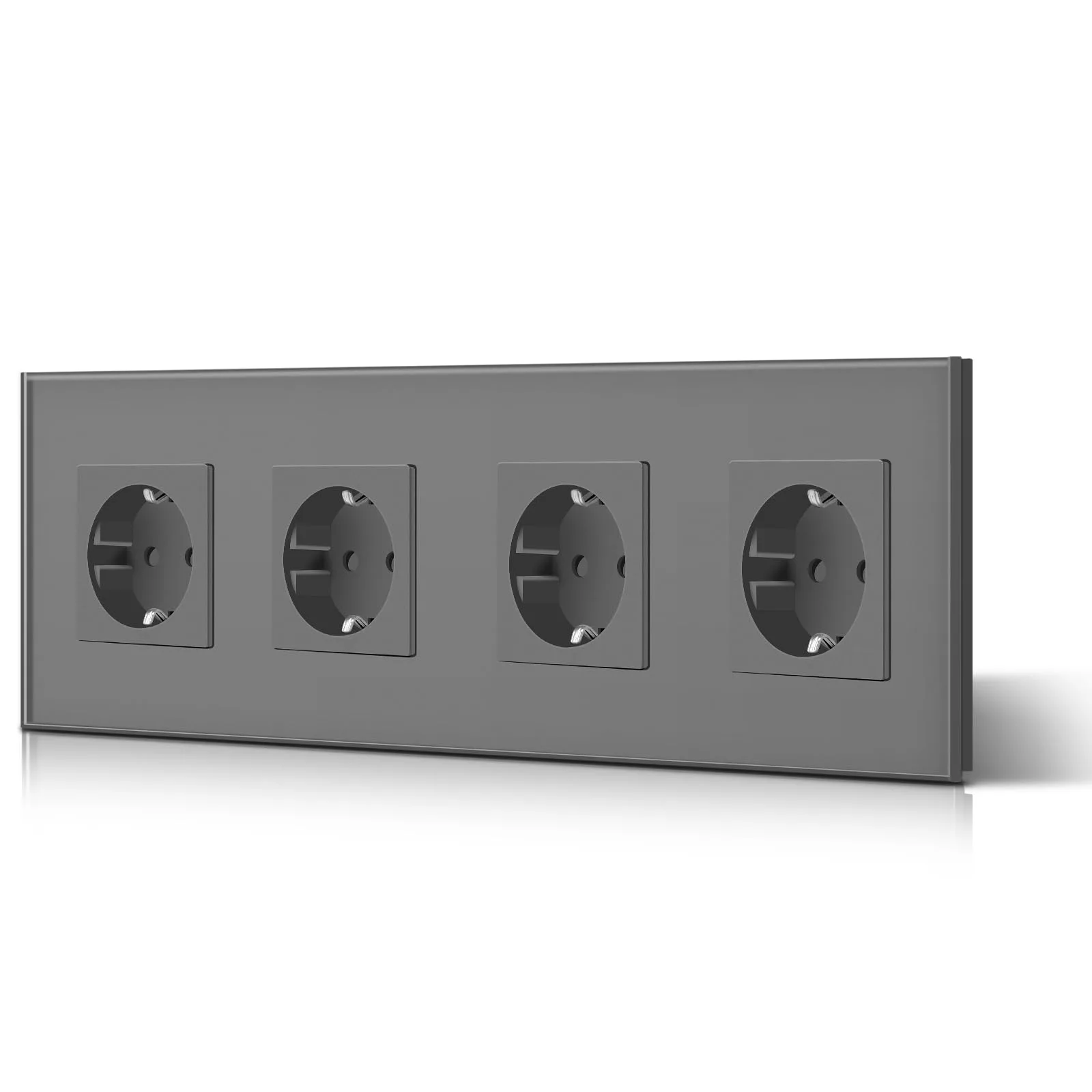 Üveg négyszeres Schuko aljzat BSEED, 16 A, 240 V, szürke