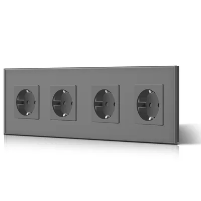 Üveg négyszeres Schuko aljzat BSEED, 16 A, 240 V, szürke