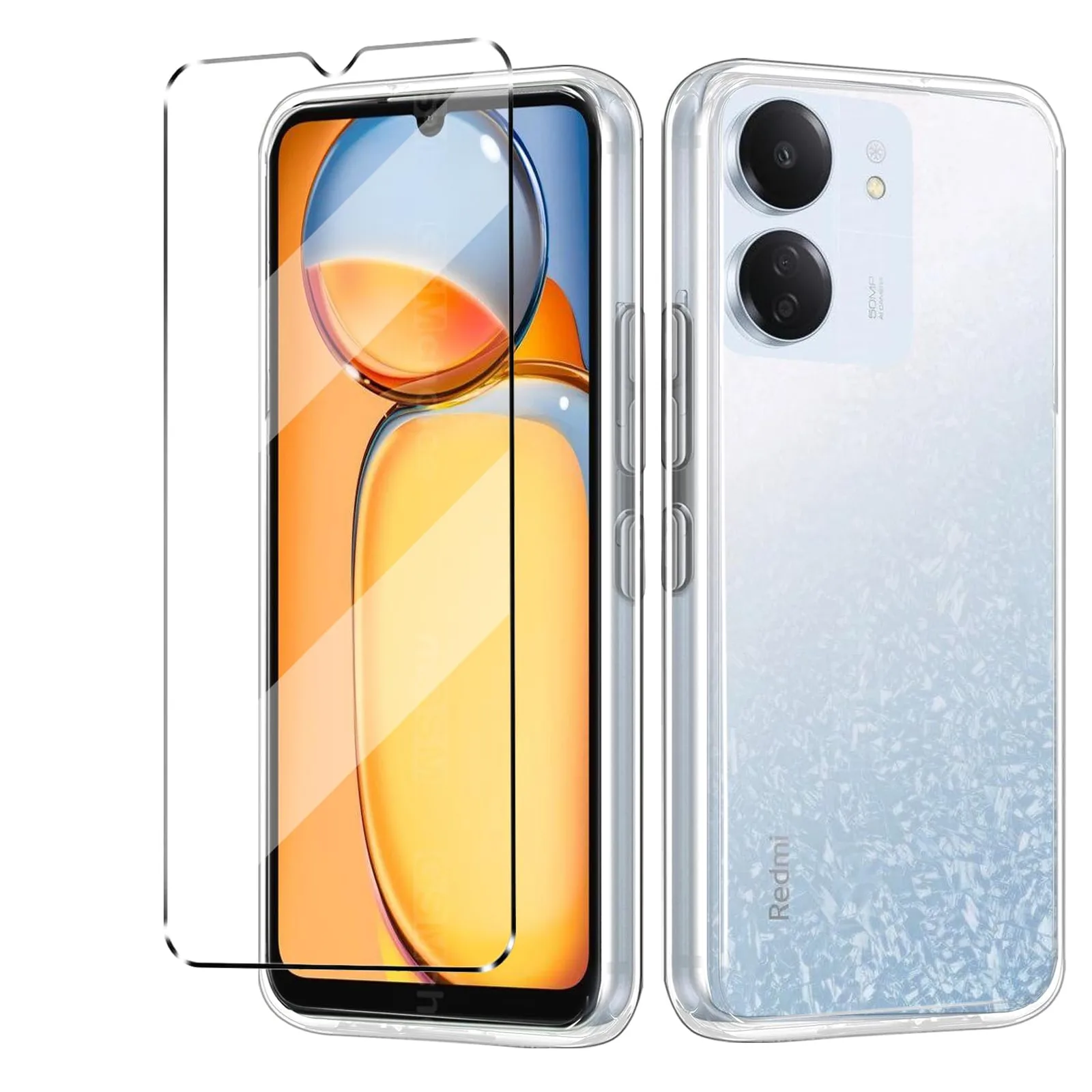 Átlátszó védőtok és üvegfólia a Redmi 13C/POCO C65 készülékhez