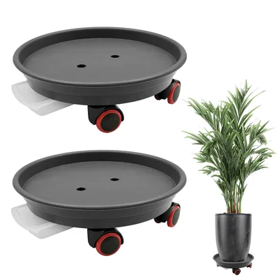 Virágtartó alátétek görgőkkel BJSSBJH, 30 cm, fehér, 2 db