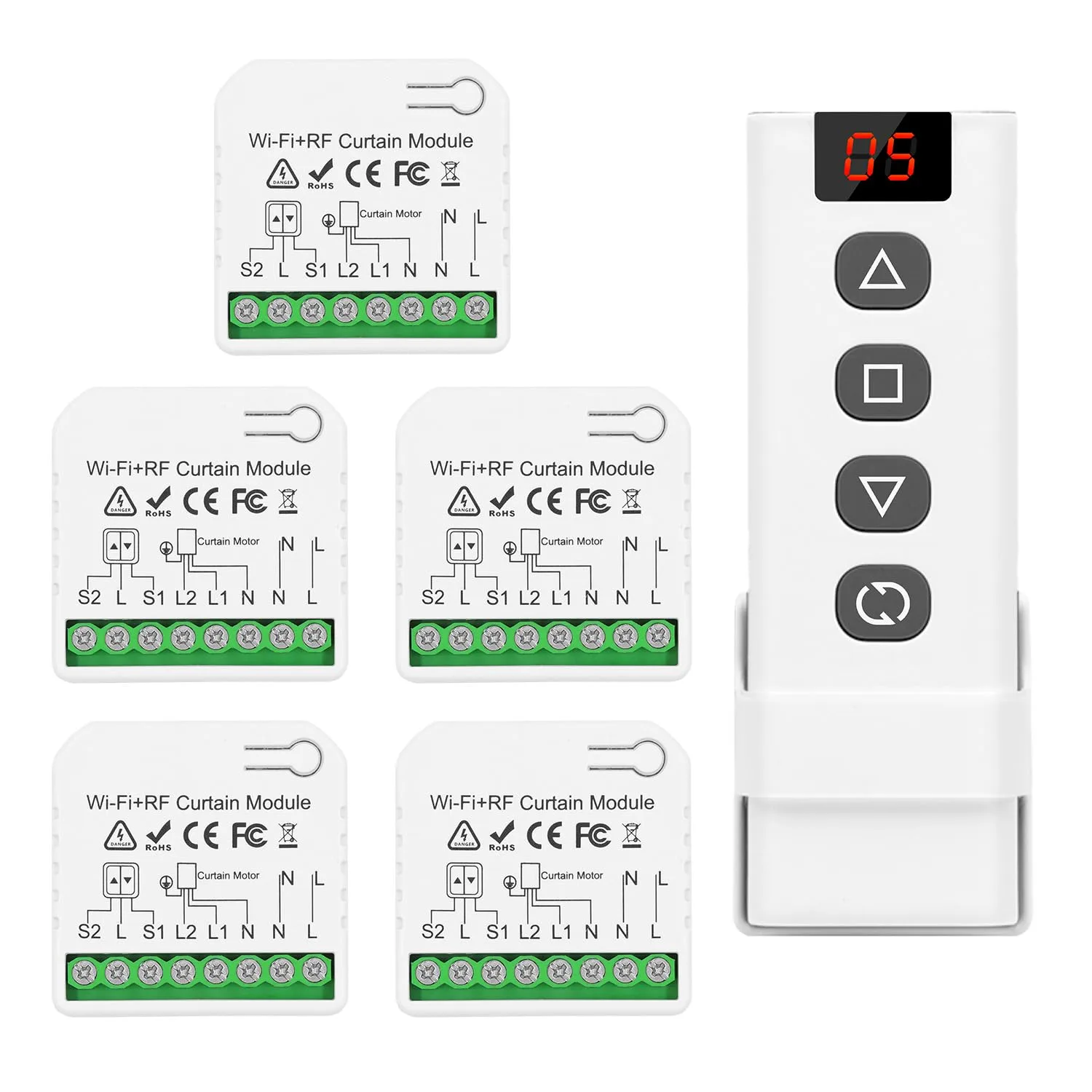 WiFi vezérlők rolókhoz DieseRC 5 vevőegység + 1 RF távirányító
