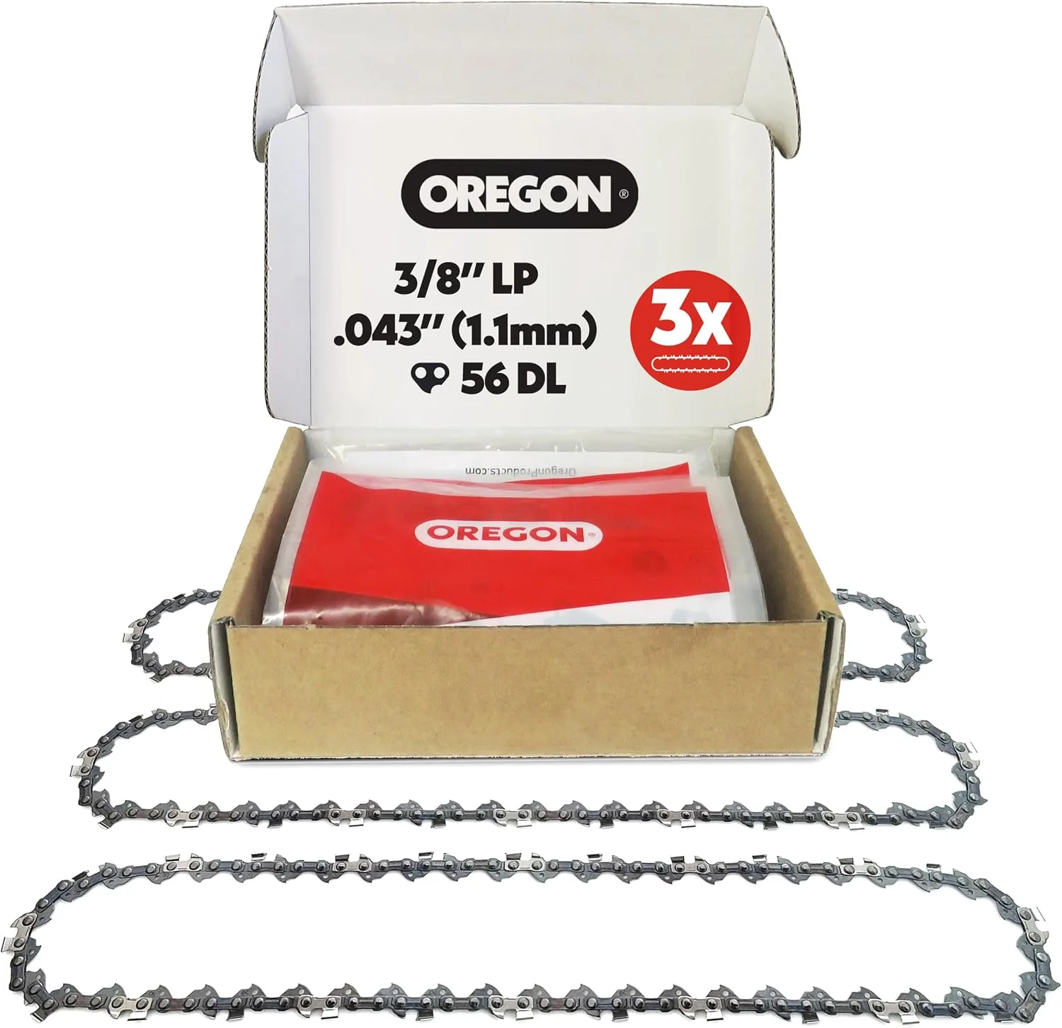 Oregon R56X3 3/8″ LP 1,1 mm 56DL lánc 40 cm-es vezetőhöz, 3 db