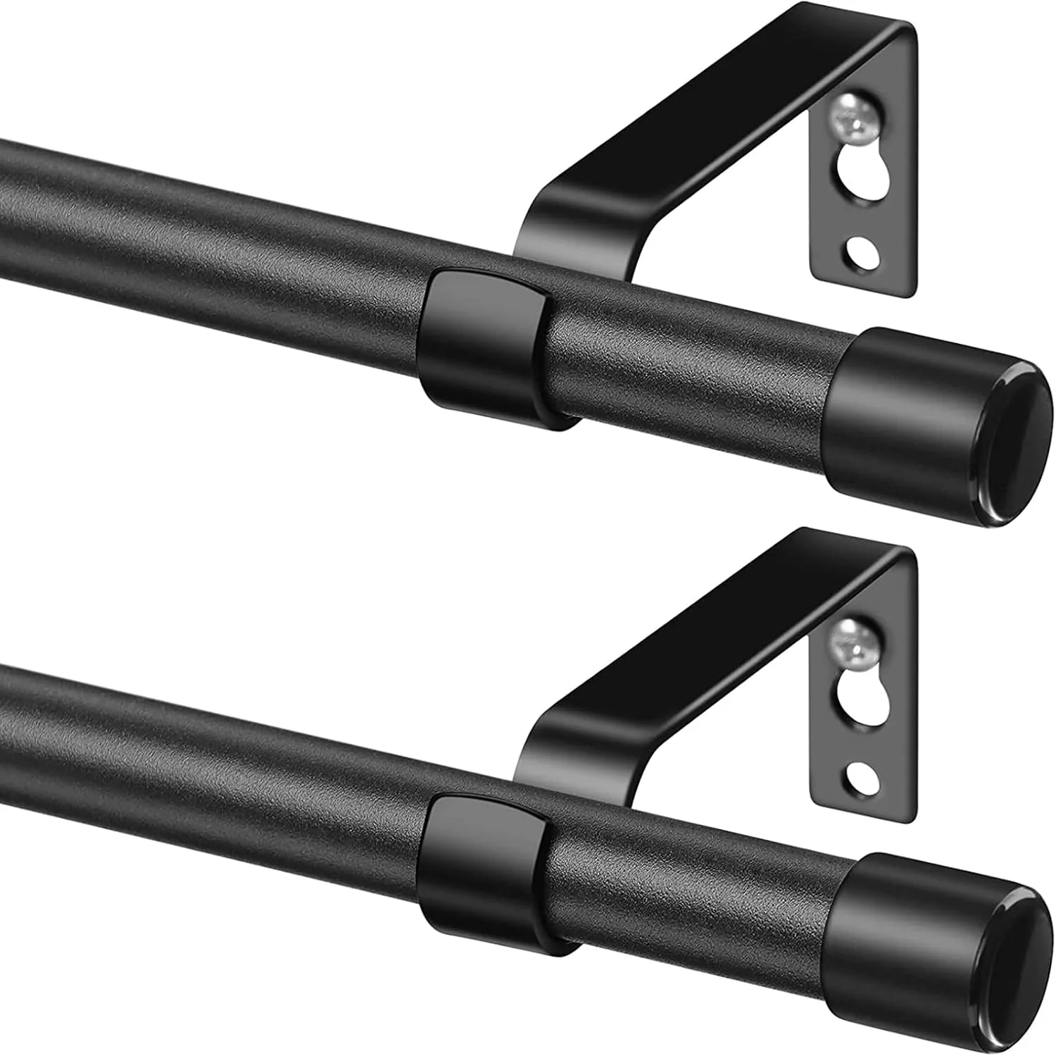 Teleszkópos függönyrúdok 76–116 cm, fekete, 2 db