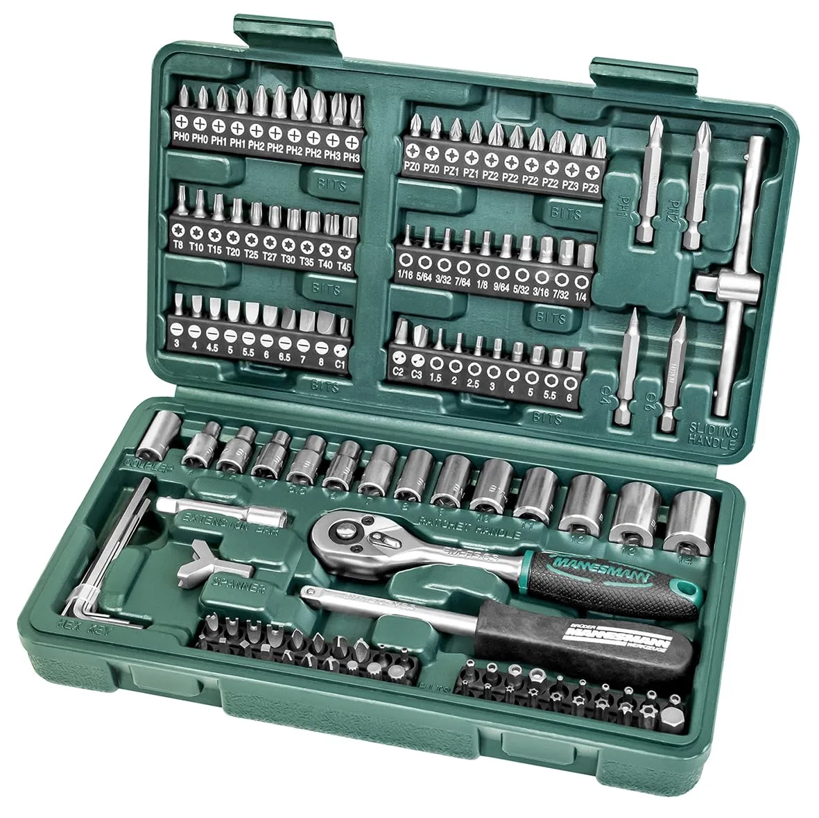 Mannesmann M29166 130 darabos fej- és bitekészlet