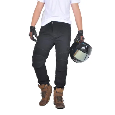 Férfi motoros farmer oFzimTo WQ0221 védőkkel, fekete XL