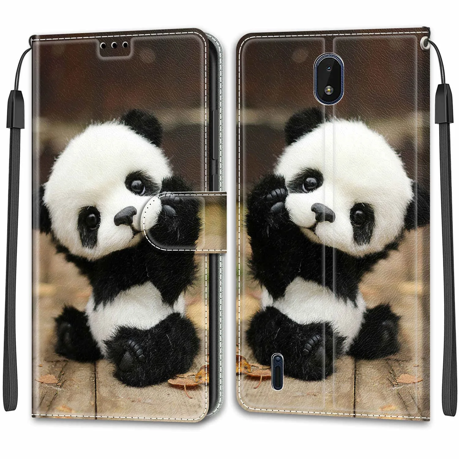 Pénztárca tok panda Nokia C01 Plus számára