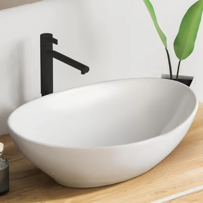VMbathrooms ovális mosdó csaptelepnyílás és túlfolyó nélküli, fehér