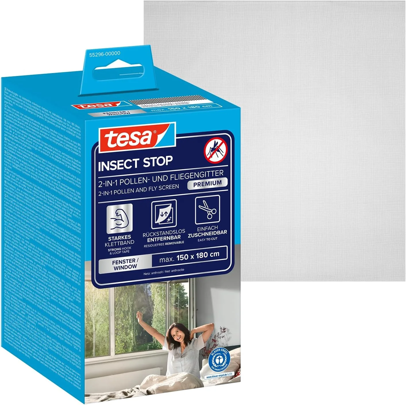 tesa Insect Stop 2-in-1 háló a pollenek és rovarok ellen 150x180 cm