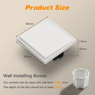 Fehér beépíthető kapcsolók 80 × 80 mm, 2 db MVAVA