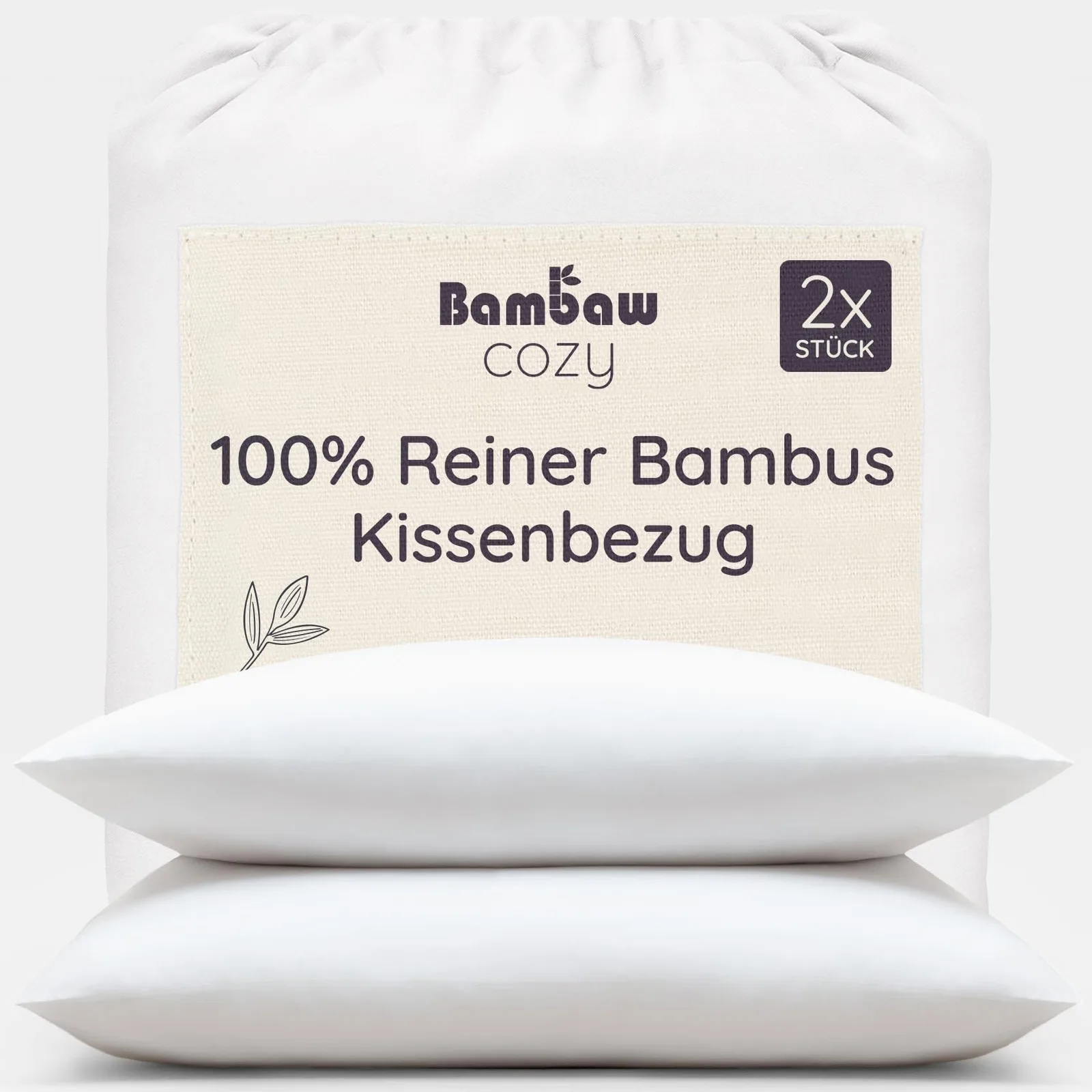 Bambusz párnahuzat Bambaw, 50×70 cm, fehér, 2 db
