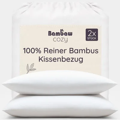 Bambusz párnahuzat Bambaw, 50×70 cm, fehér, 2 db