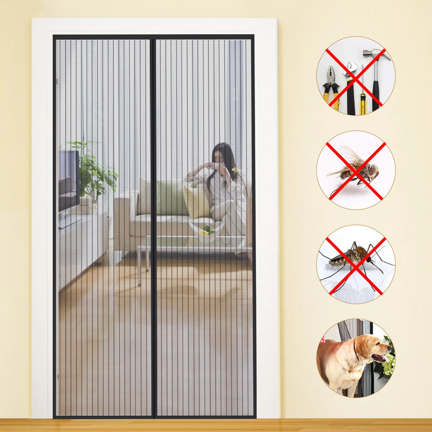 Mágneses szúnyogháló ajtó MYCARBON 110×220 cm fekete
