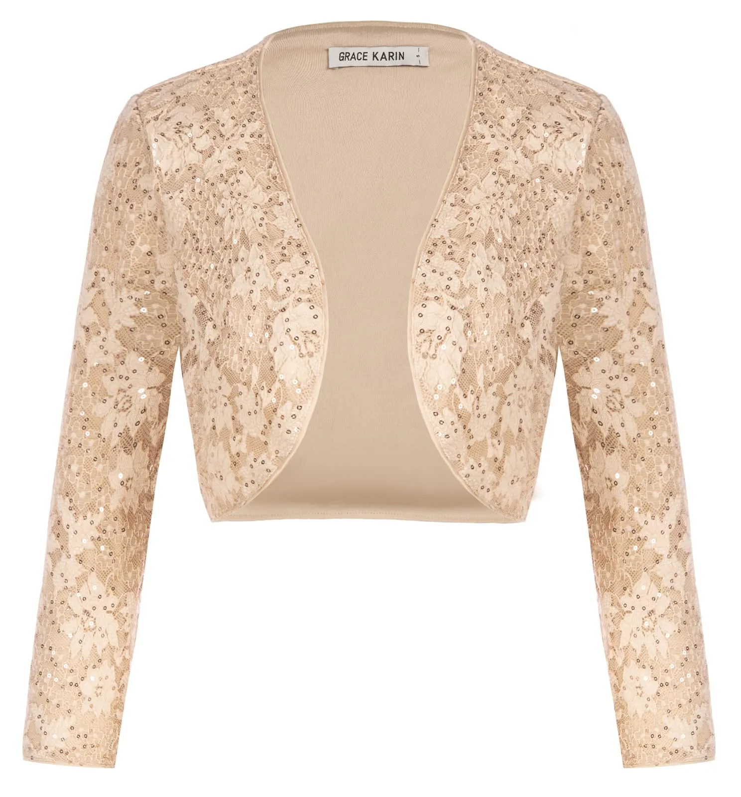 Női flitteres bolero GRACE KARIN barack színű XL 3/4-ujjú