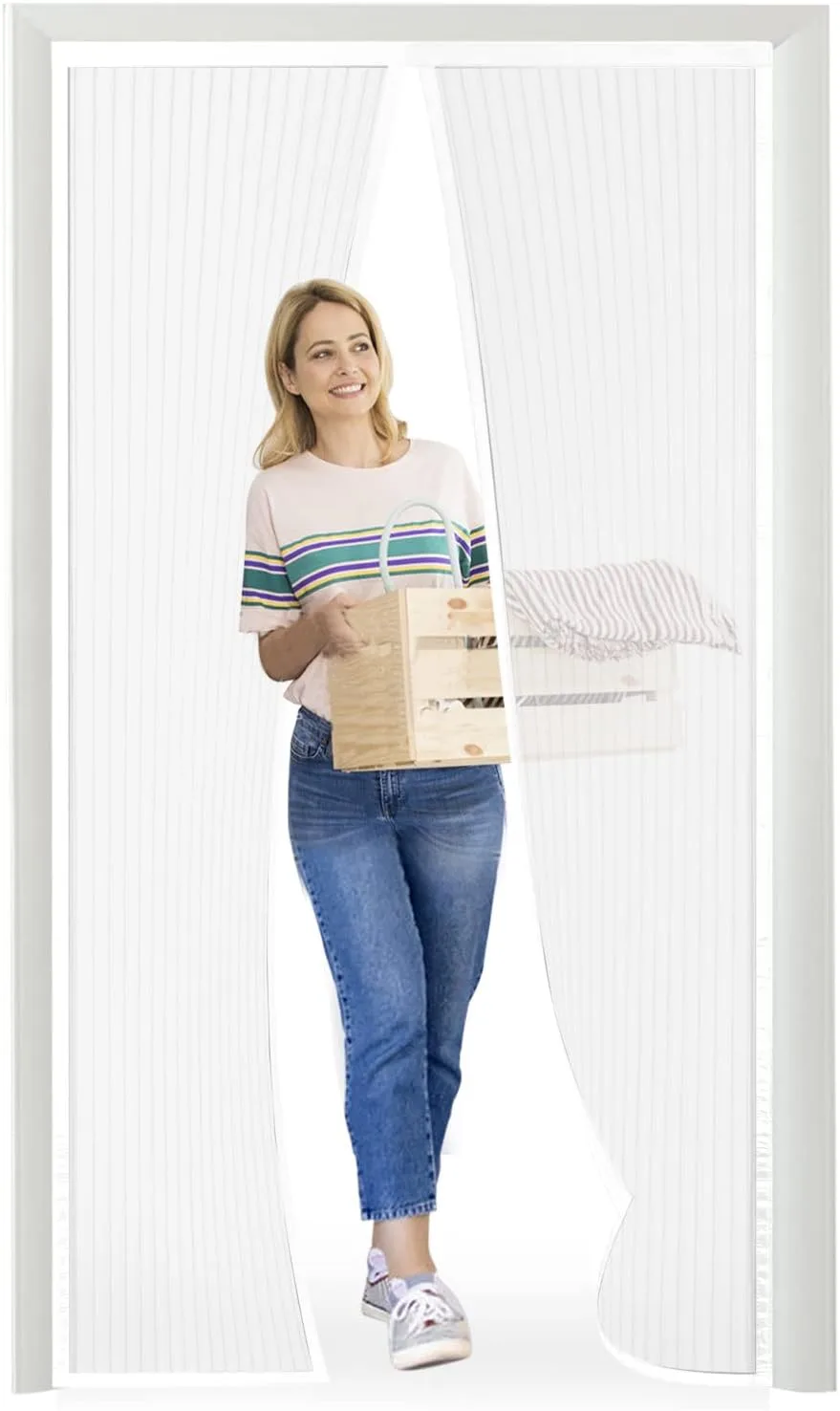 Mágneses szúnyogháló ajtóhoz 155×220 cm fehér fúrás nélkül