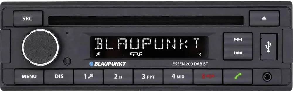 Autórádió Blaupunkt Essen200DAB-BT 1DIN DAB+ Bluetooth CD USB AUX, 12 V