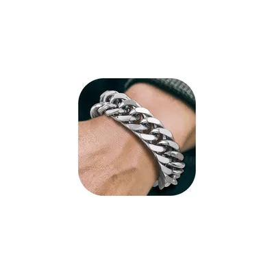 Acél páncél karkötő Richsteel 21 cm hosszú, 17 mm széles, ezüst