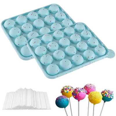Szilikon forma cake pops készítéséhez, Puedno, 20 üreggel, 100 pálcikával, kék
