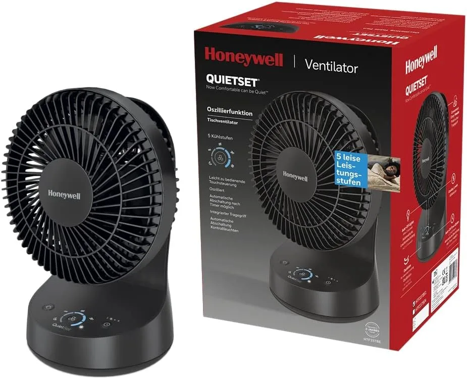 Honeywell QuietSet HTF337BE4 asztali ventilátor, 5 sebesség, fekete