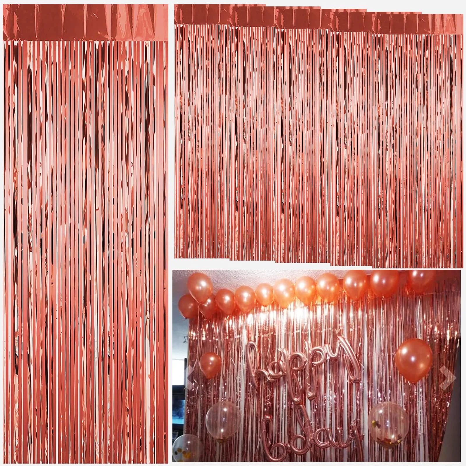 Rózsaarany alumíniumfóliás függönyök 1 × 2 m, 6 darab