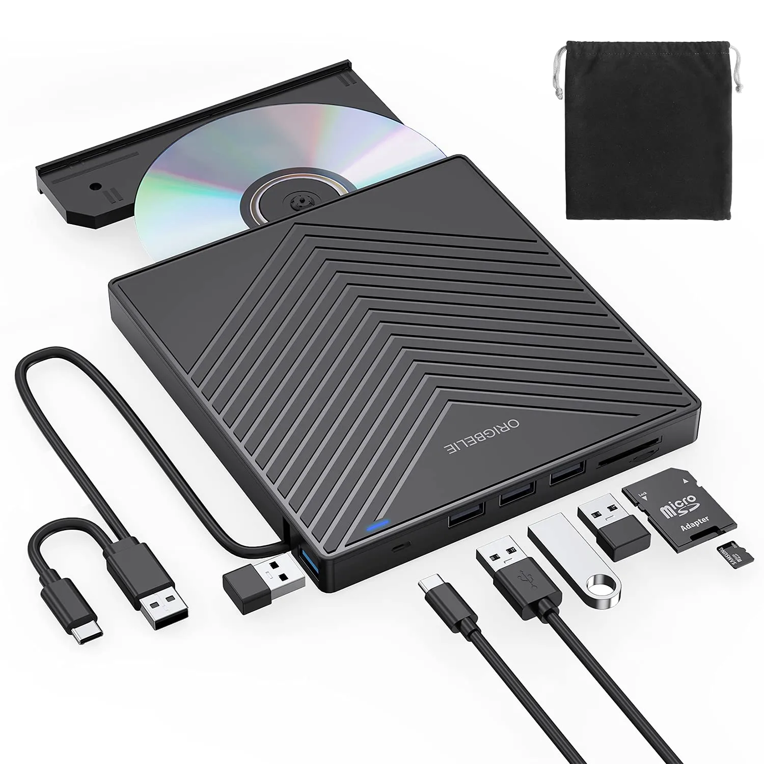 Külső DVD író ORIGBELIE BT669 USB 3.0 4×USB TF/SD