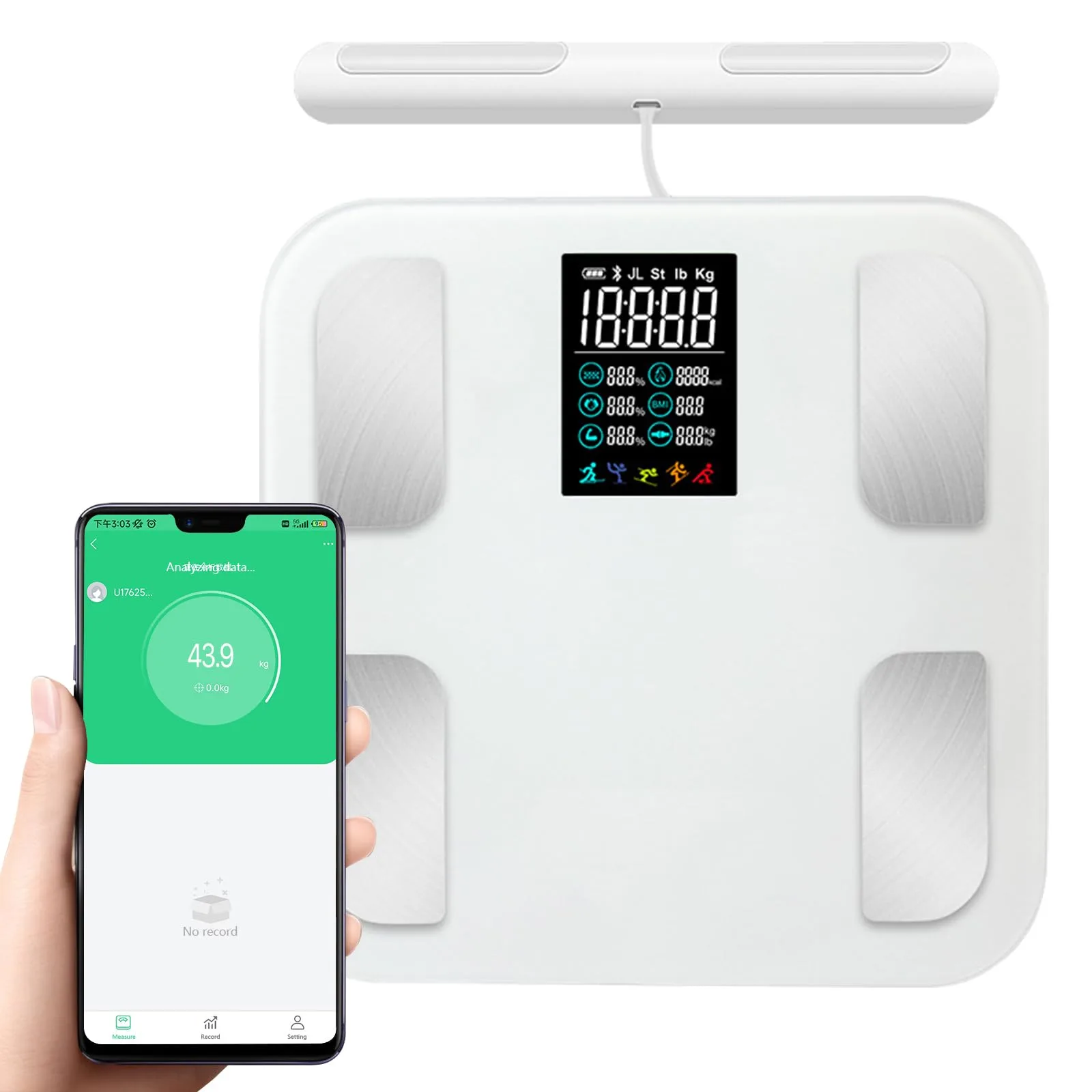 Analitikus mérleg TECKZOON YQP0142 kézi szenzorokkal 180 kg fehér