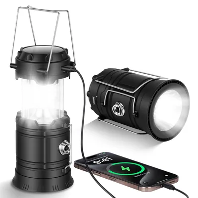 Napelemes kemping LED lámpa HOTUT 5363940 USB töltéssel