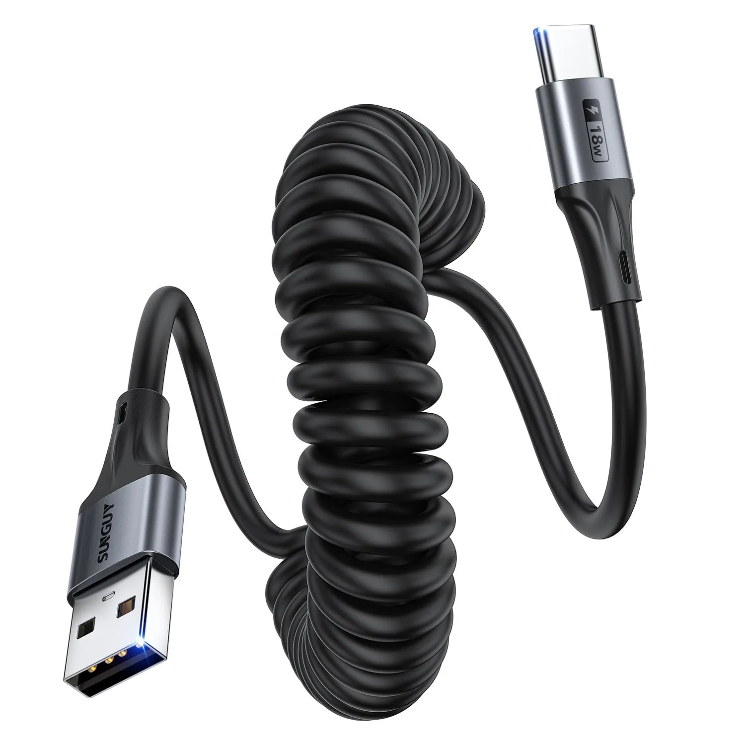 SunGUY USB-C spirálisan hajtott kábel 0,4–1 m 2 db