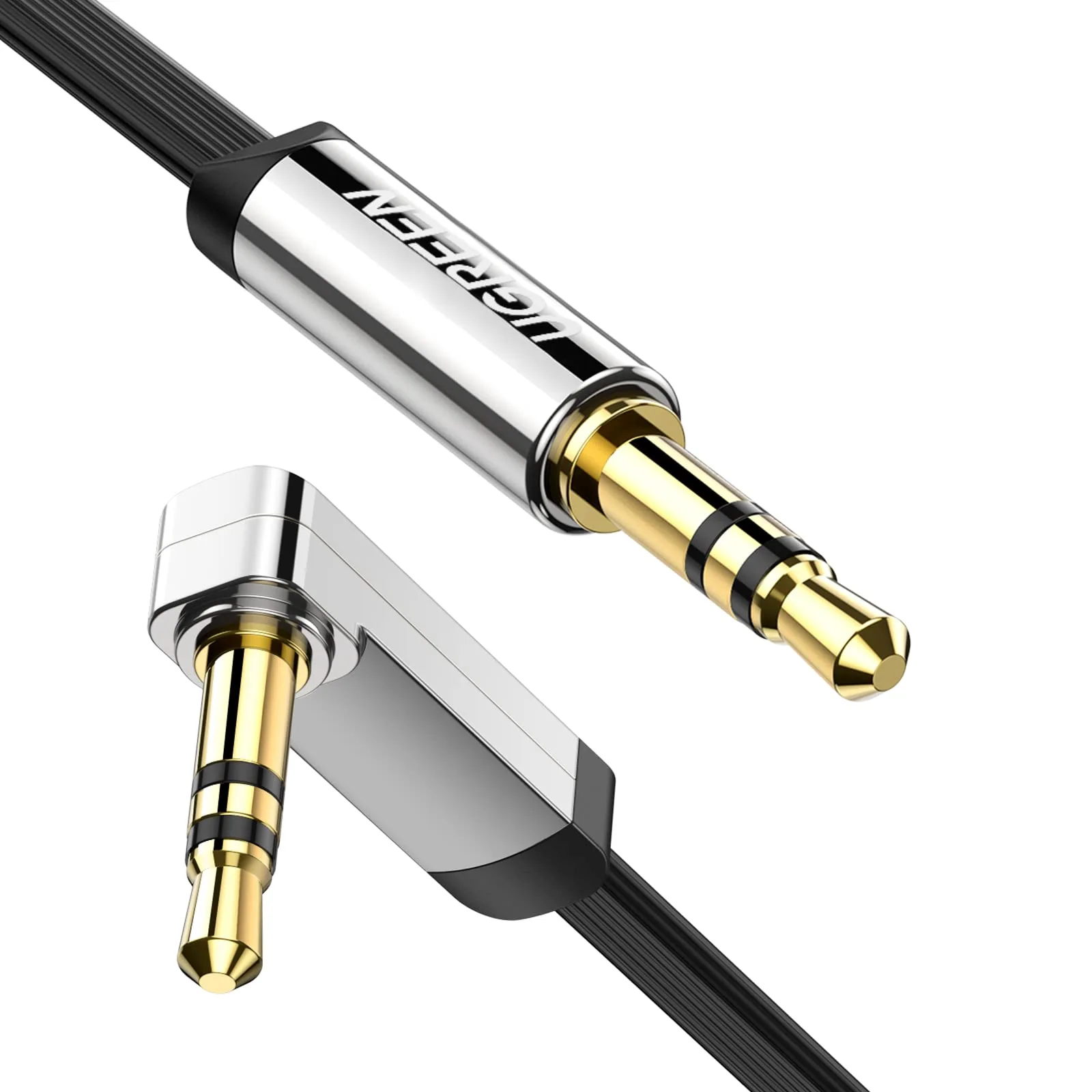 UGREEN 10599 lapos AUX kábel 3,5 mm dugó/dugó 2 m 90°