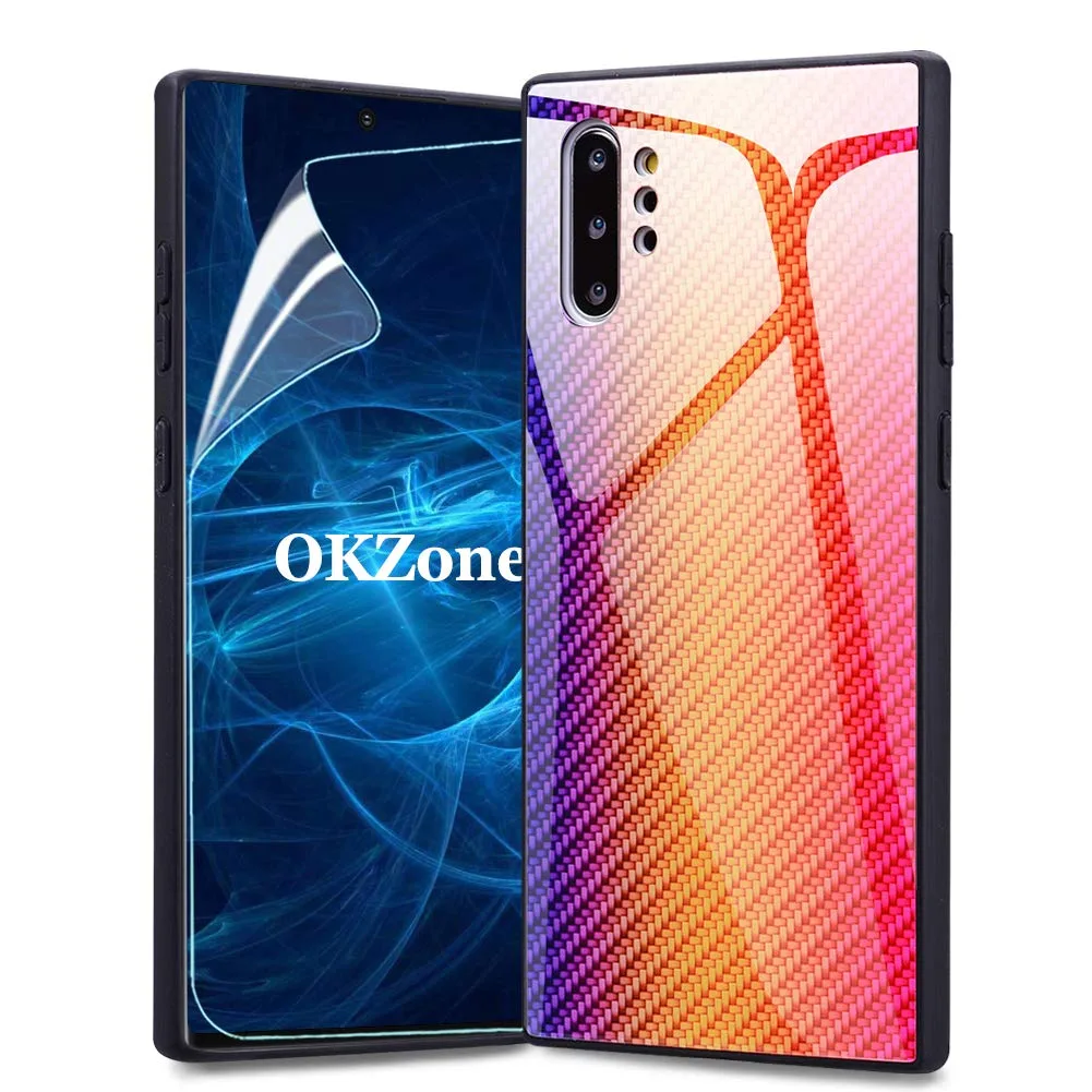 Narancssárga tok üveggel 9H a Samsung Galaxy Note 10 Plushoz