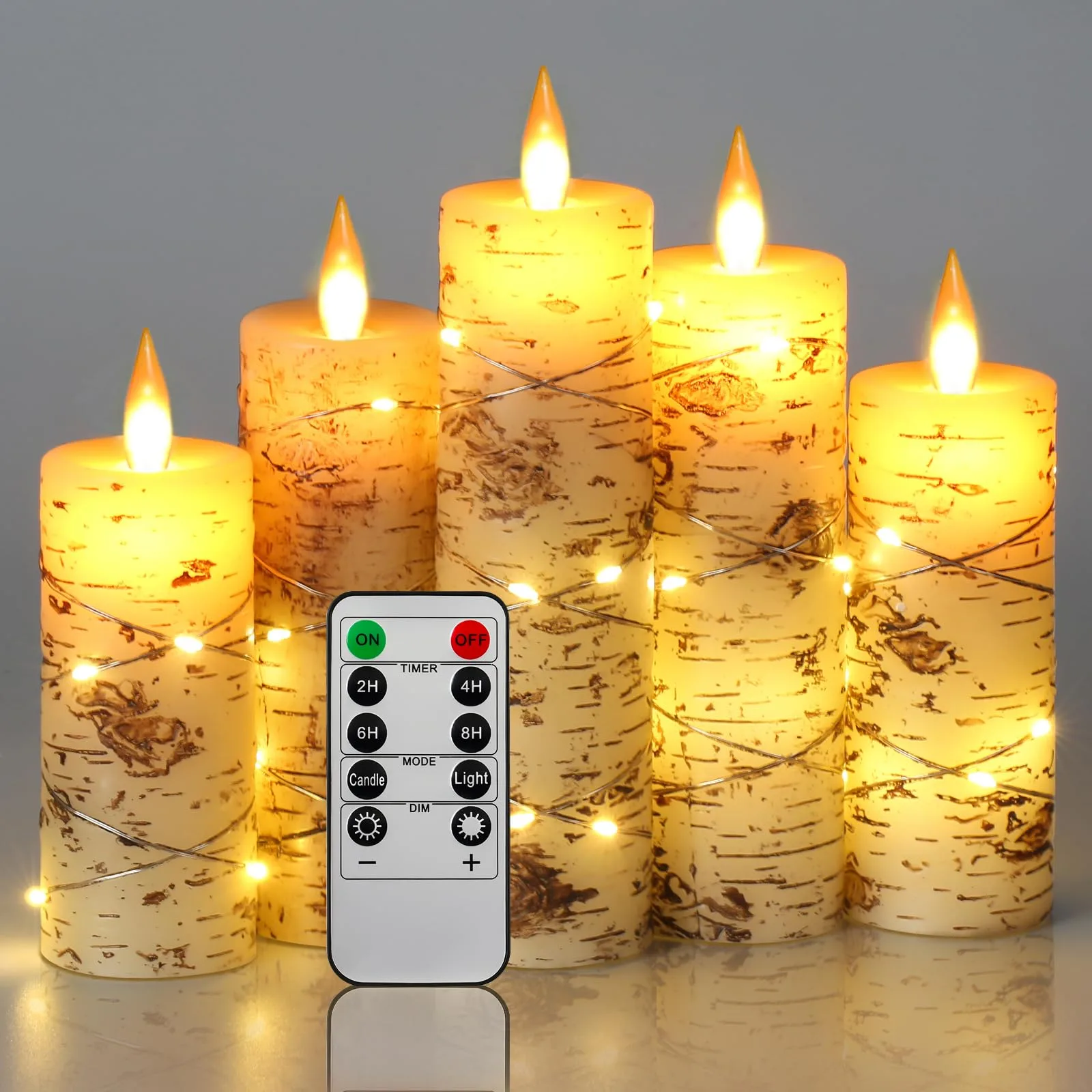 Da by LED gyertyák valódi viaszból, távirányítós, 5 darabos készlet