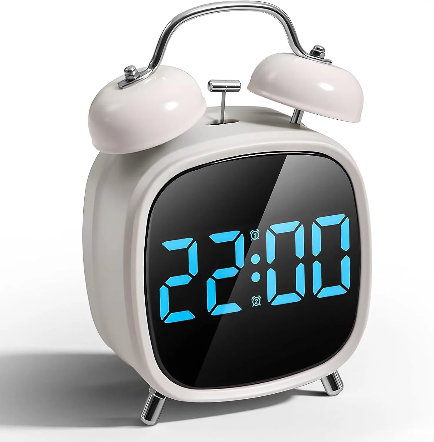 Digitális ébresztőóra 2 ébresztővel és USB, fehér
