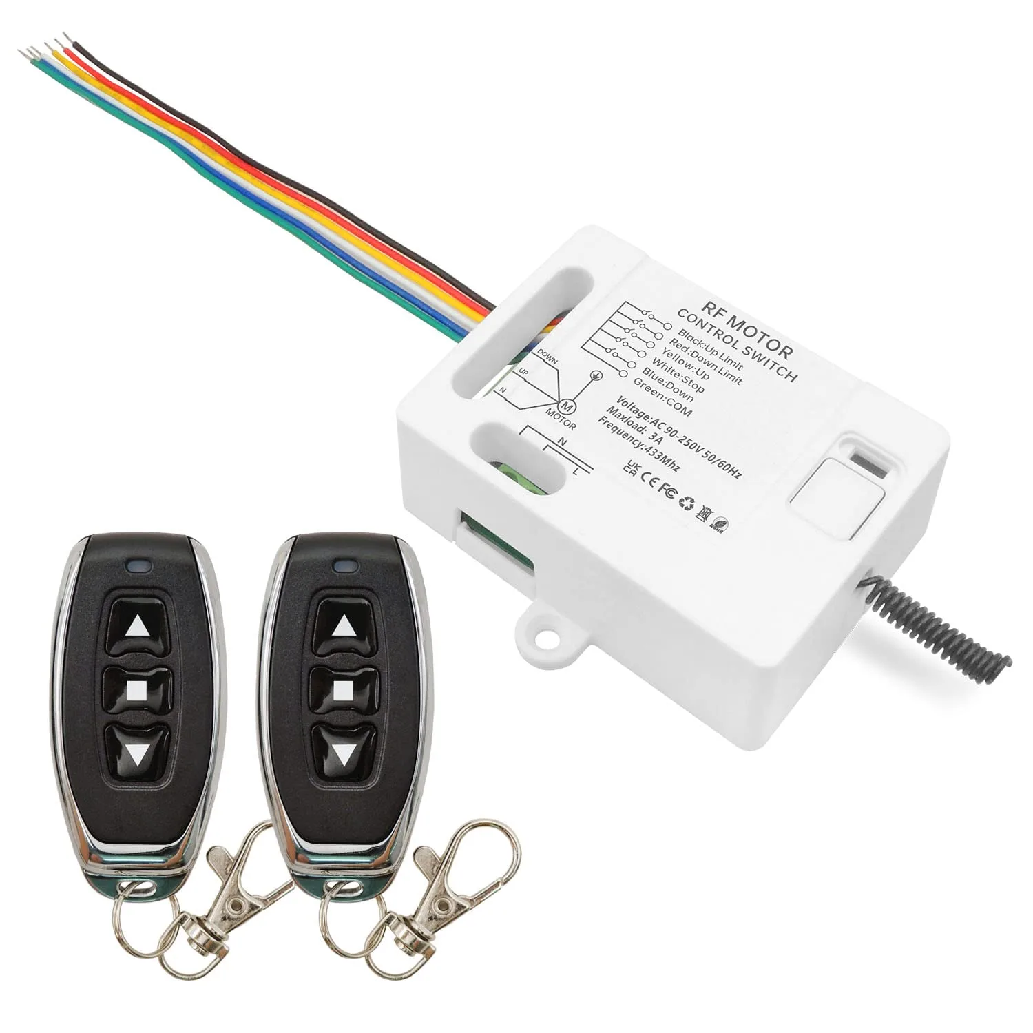 DieseRC RF távirányítós rolóvezérlő, AC 220–230 V, 3 A, 2 db távirányítóval