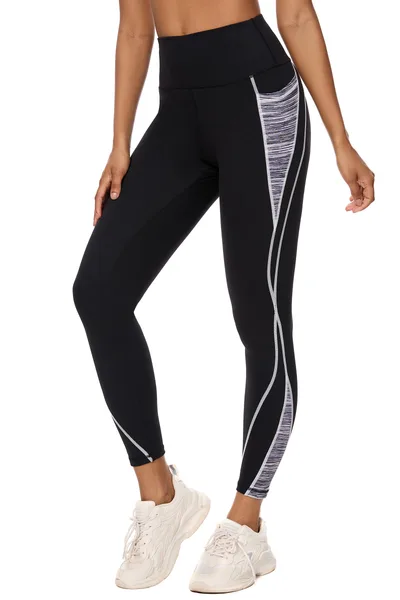 Rexspek női sportos leggings zsebbel, fekete, XL