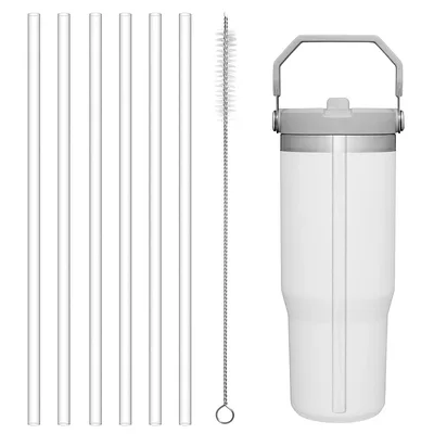 Yuecda csere szívószálak Stanley IceFlow 30 oz-hoz, 6 db kefével