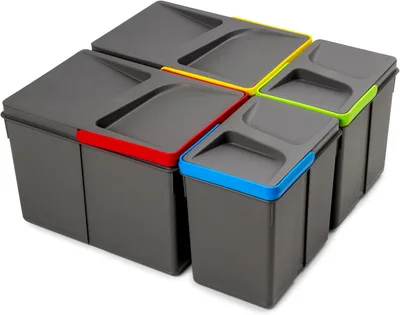 Emuca fiókba való hulladékgyűjtő készlet 216 mm, 2×12 l + 2×6 l, antracit színű, fedőkkel, spLc46M9LoM