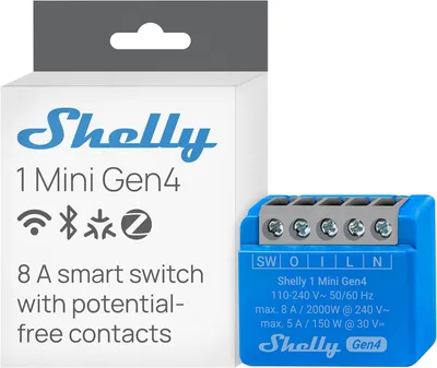 Intelligens relé Shelly 1 Mini Gen4 1 csatorna 8 A