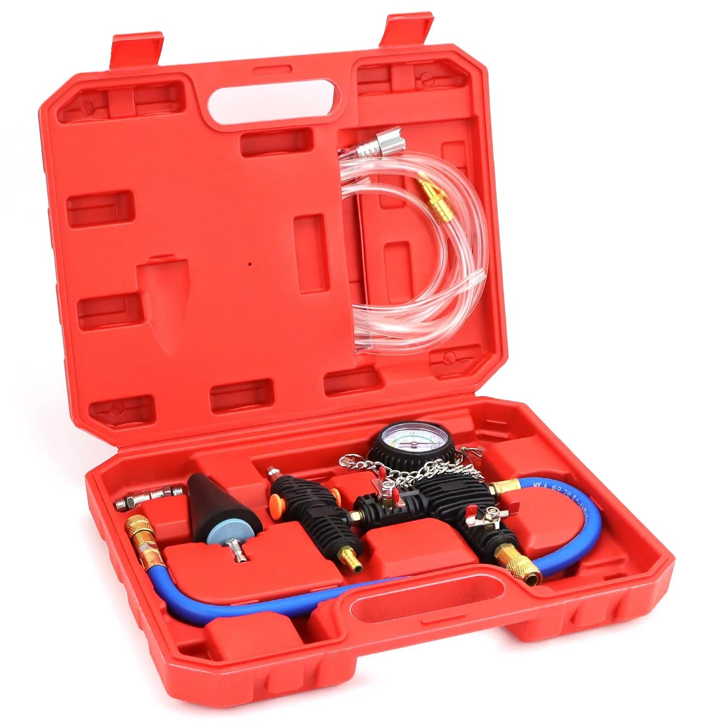 Vákuumos töltőkészlet hűtőrendszerhez QWORK WD45192 manométerrel 0 és −1 bar