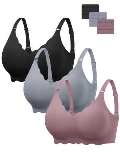 HBselect csont nélküli melltartók 3 db 3XL fekete / sötétkék‑piros / kék
