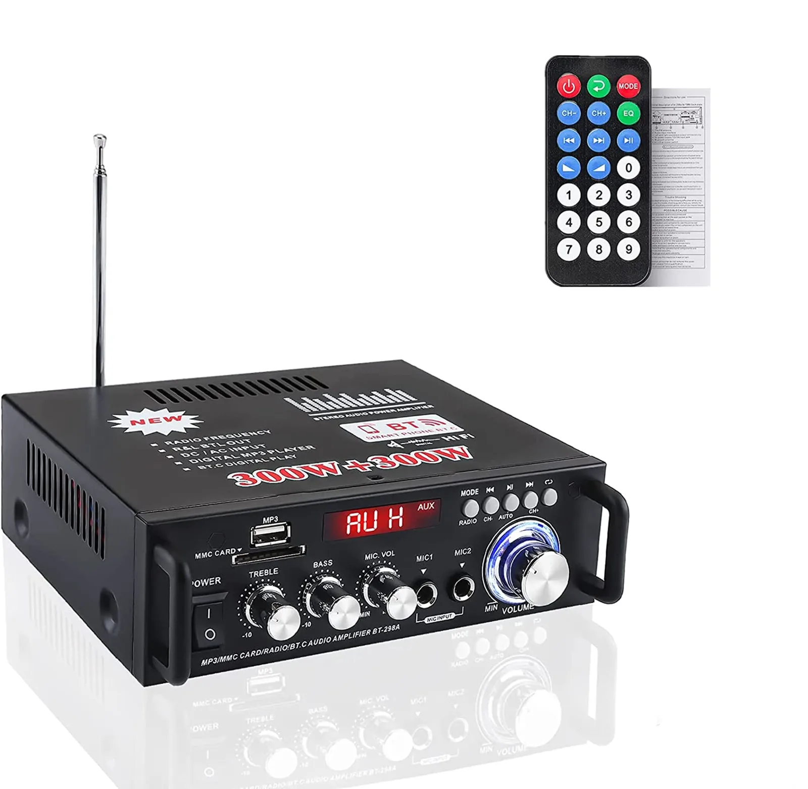 Sztereó erősítő AWKAQUN 298A Bluetooth 5.0 USB SD FM