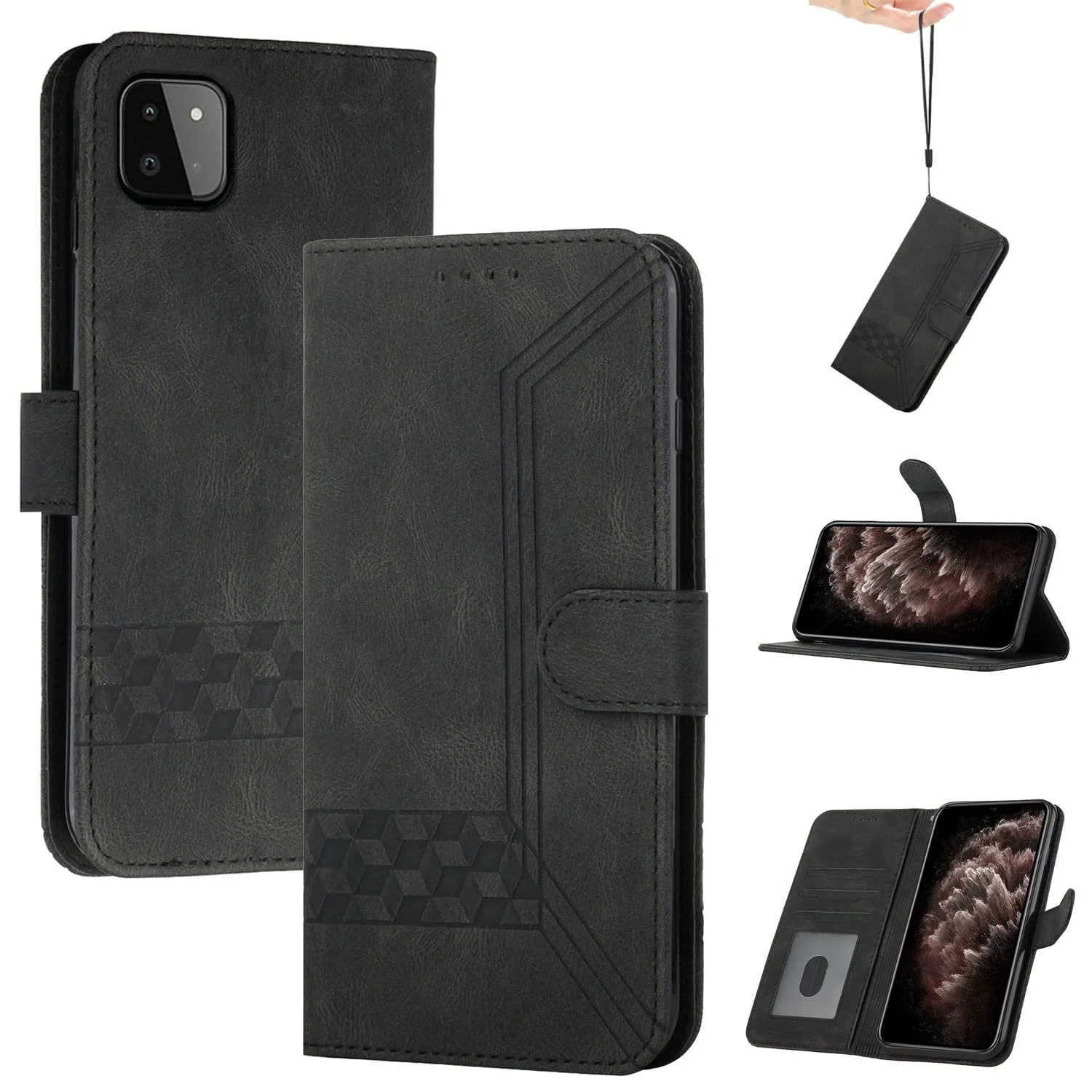 Fekete pénztárca tok OPPO A93 4G, F17 Pro, Reno4 F, Lite