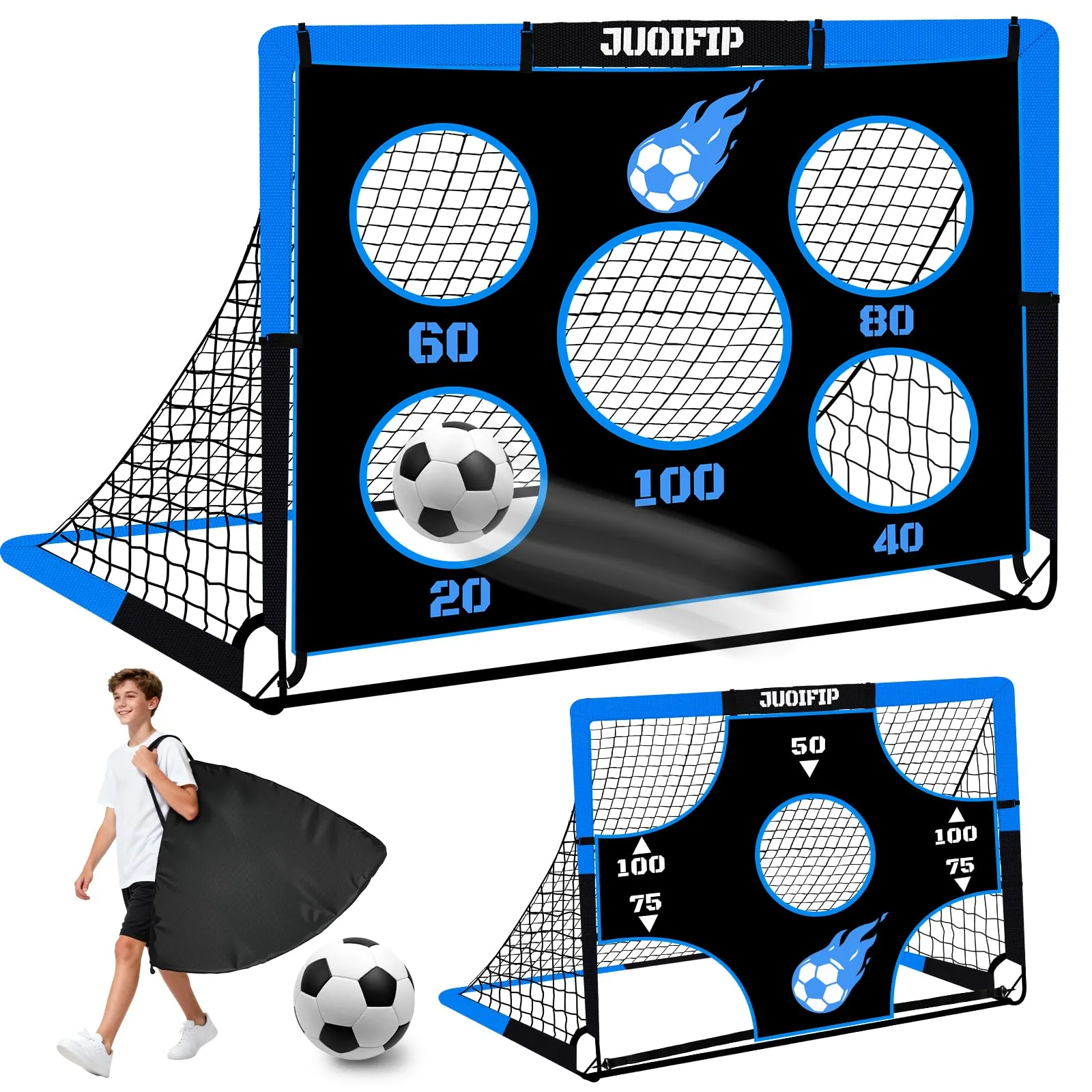 Összecsukható futballkapu NZQXJXZ 3 az 1-ben, 150 × 120 cm, labdával