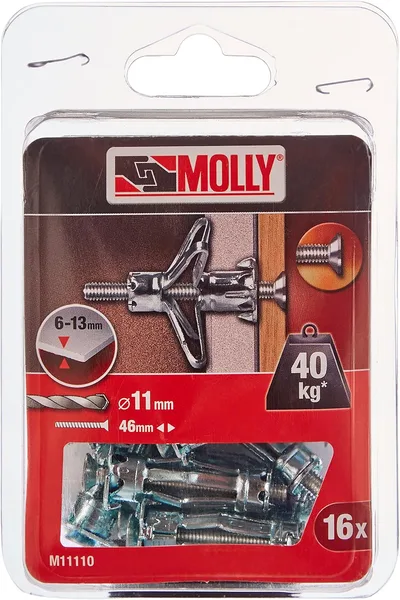 Dübelek M11110-XJ 16 db M5×46mm PH2 fejű csavar, test 36mm, fúró Ø11mm, 6–13 mm spLc46M9LoM