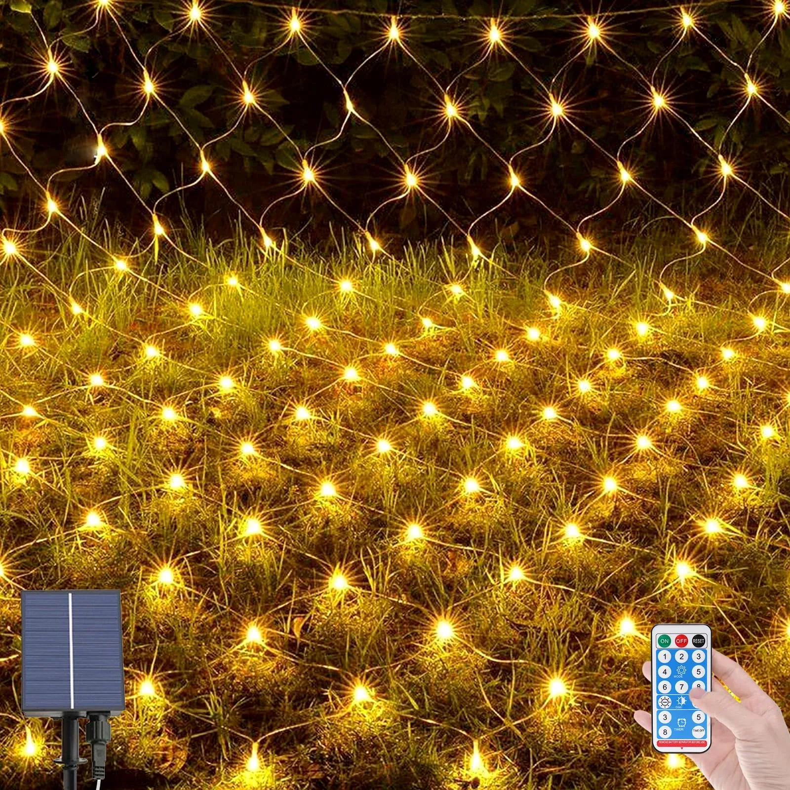 Napelemes fényhálózat OPAHUTER 96 LED 1,5×1,5 m melegfehér