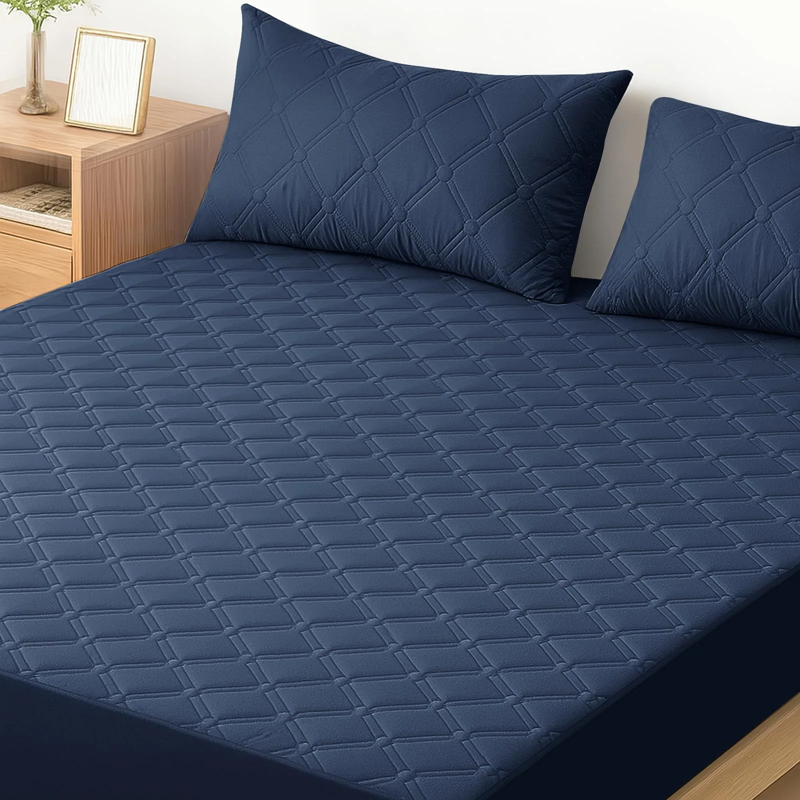 Ystyle matracvédő 160×190 cm, magasságig 30 cm, sötétkék